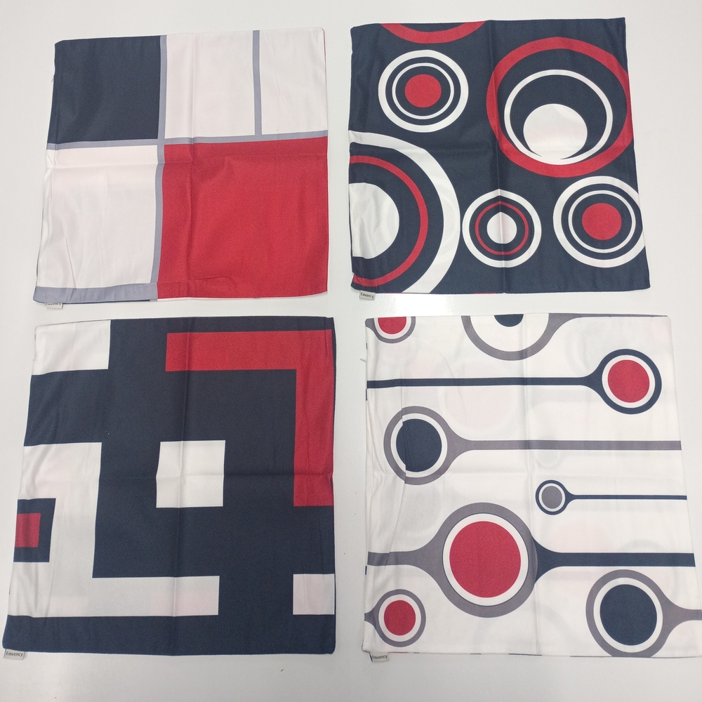 Set of 4 Geometric Throw Pillow Covers – Red White Black Modern Abstract - Picture 6 of 6